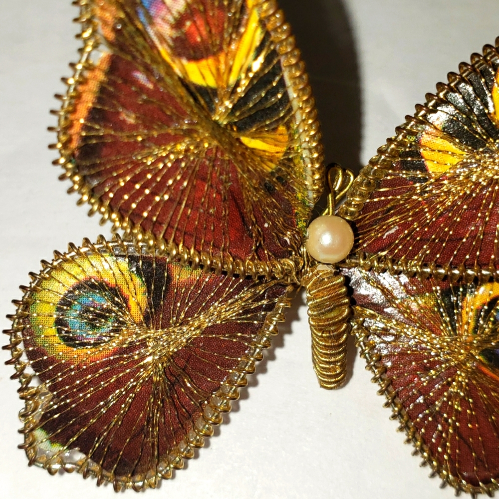 Butterfly Scarf Pin Made in Bulgaria Metal Wire